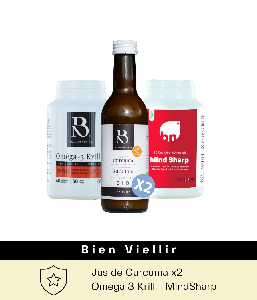 Pack Bien Vieillir – Oméga 3 Krill, Curcuma BIO & MindSharp