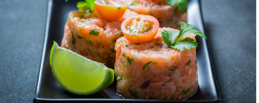 Salmon Tartar, Walnut Oil and Flax Seed